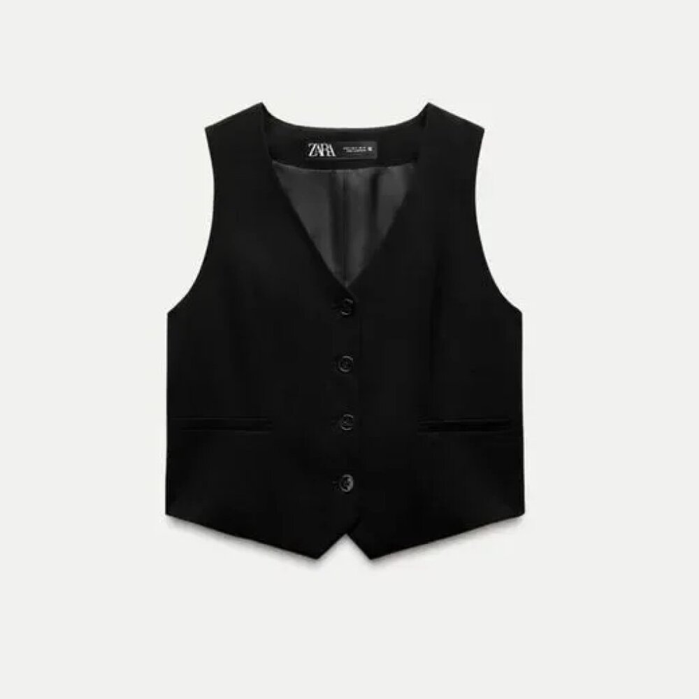 Zara Classic Black Waistcoat Vest